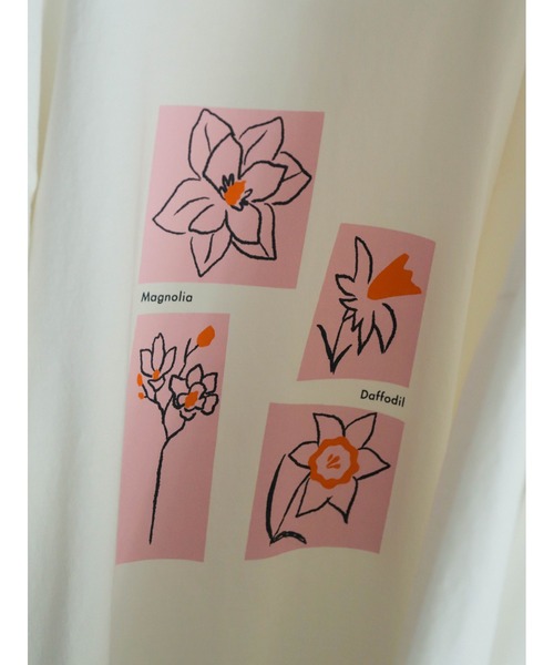 tシャツ スプリングフラワープリント　ロンTEE レディース FIL DE FER tシャツ スプリングフラワープリント ロンTEE