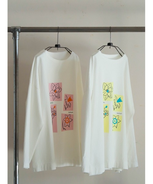 tシャツ スプリングフラワープリント　ロンTEE レディース FIL DE FER tシャツ スプリングフラワープリント ロンTEE