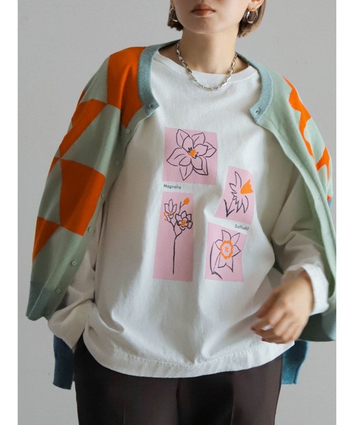 FIL DE FER（フィルデフェール） tシャツ スプリングフラワープリント