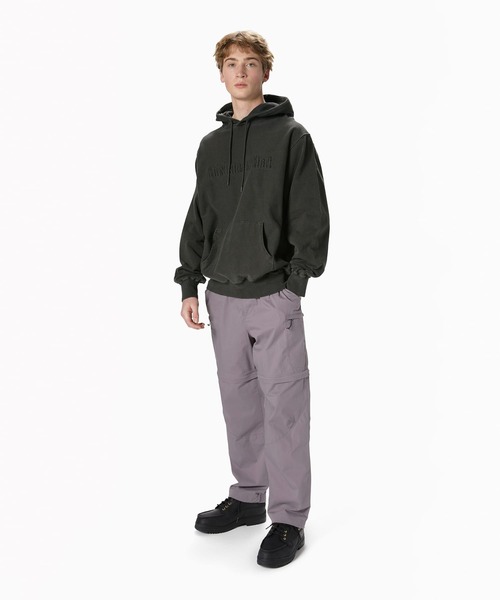 【THISISNEVERTHAT】オーバーダイ刺繍パーカー チャコール Overdyed Embroidery Hoodie – thisisneverthat® JP
