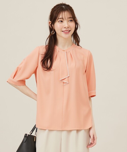 【Stylevoice for xxx】フロントボタンラッフルカラーブラウス Bonjour Sagan（ボンジュールサガン） ブラウス シャツ ラッフルカラー