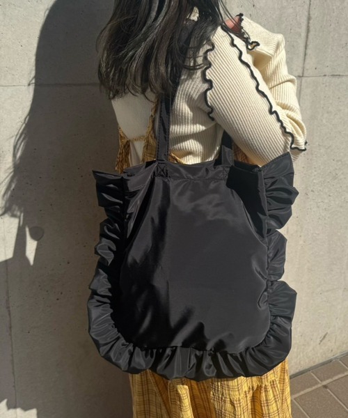 kutir（クティール） トートバッグ kutirlune／フリルトートバッグ