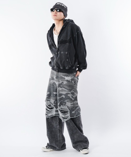 SHORT ROUND ジーンズ SHORT ROUND/ドッキングデニムパンツ メンズ 