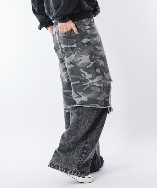 SHORT ROUND ジーンズ SHORT ROUND/ドッキングデニムパンツ メンズ 