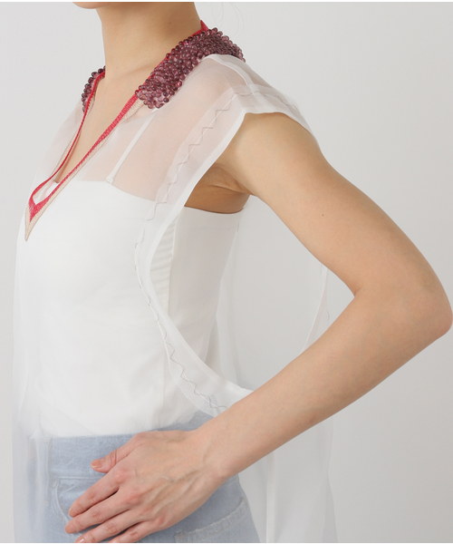 ベスト ジレ PONTI Teardrop bieaded V-neck vest PO1Q001：ベスト レディース PONTI ベスト ジレ Teardrop bieaded V-neck vest PO1Q001