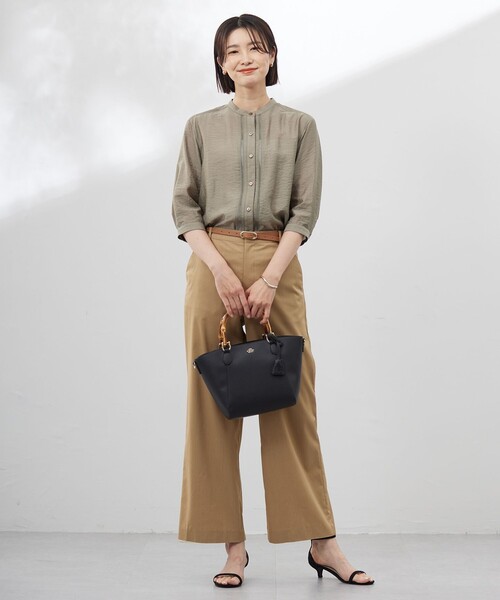 【WEB限定カラーあり・洗える】Sheer Vis リネン バンドカラー ブラウス セール】【WEB限定カラーあり・洗える】Sheer Vis リネン バンド