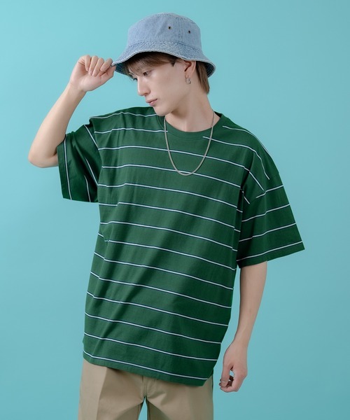 THE NINTH APOLLO ボーダー半袖Tシャツ ネオングリーン 緑 improves（インプローブス） tシャツ マルチボーダー 半袖Tシャツ