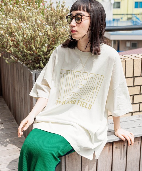 ニコアンド 新品フェードロゴチュニックTシャツ niko and… tシャツ フェードロゴチュニックTシャツ レディース
