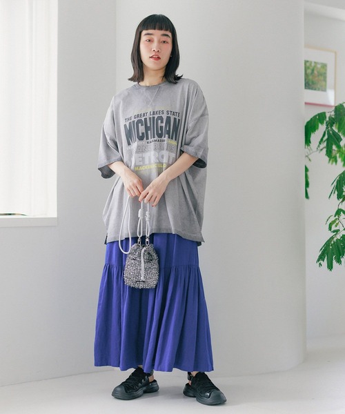 ニコアンド 新品未使用 フェードロゴチュニックTシャツ セール】フェードロゴチュニックTシャツ（Tシャツ/カットソー