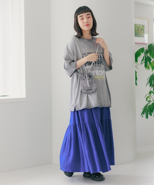 ニコアンド 新品フェードロゴチュニックTシャツ セール】フェードロゴチュニックTシャツ（Tシャツ/カットソー