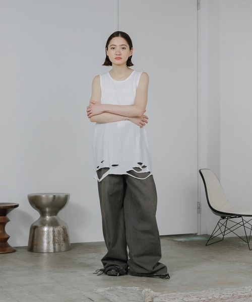 ダメージタンクトップ ROOP TOKYO タンクトップ ダメージ加工タンクトップ メンズ