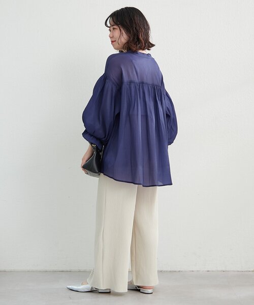 楊柳スキッパーブラウス ANOTHER BRANCH OLIVE des ブラウス シャツ 「新色追加