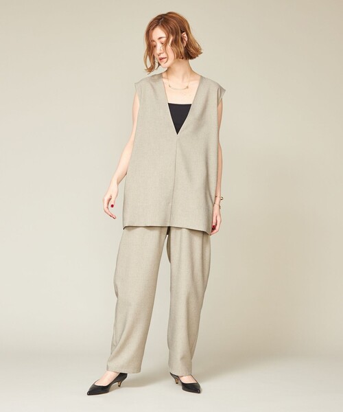美品 21SS yori ヨリ ボンディングロングジレ YR2115-041SP-3