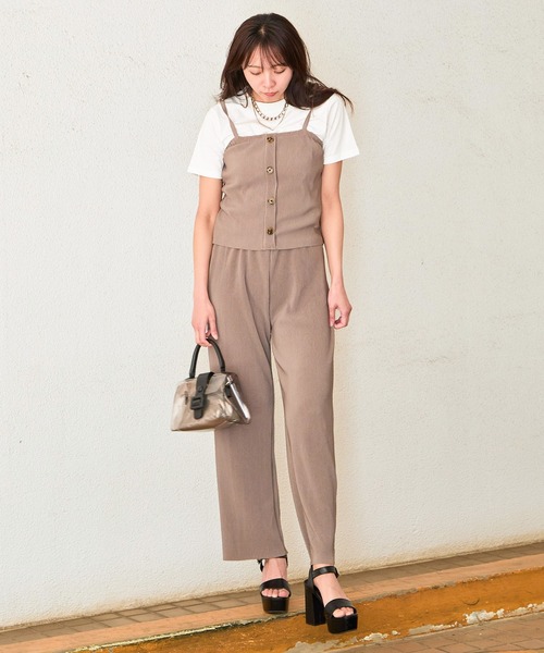 tシャツ 「上下セット」レディース プリーツビスチェ＆パンツ