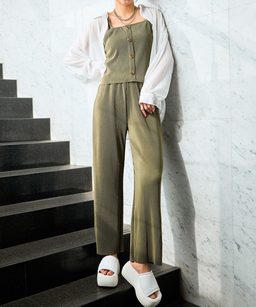 tシャツ 「上下セット」レディース プリーツビスチェ＆パンツ