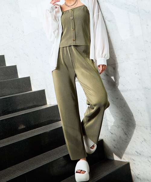 tシャツ 「上下セット」レディース プリーツビスチェ＆パンツ