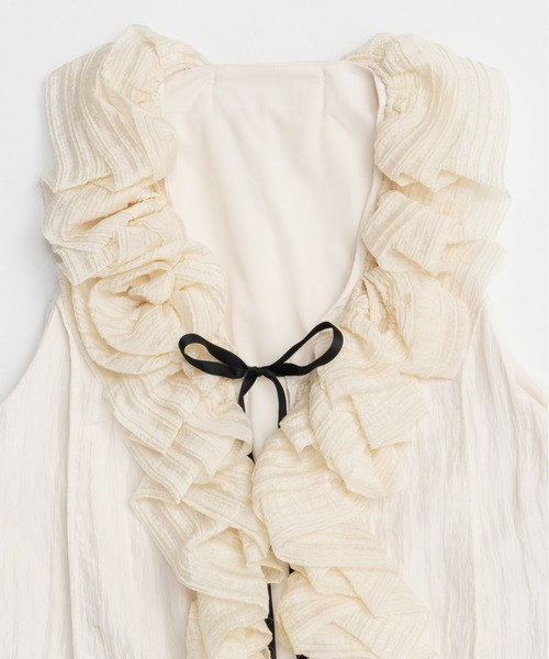 ベスト ジレ Washer Ruffle Tops/ワッシャーフリルトップス「MAISON SPECIAL/メゾンスペシャル」 レディース MAISON SPECIAL ベスト ジレ Washer Ruffle Tops/ワッシャー
