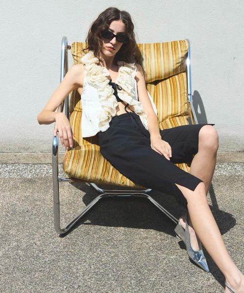 ベスト ジレ Washer Ruffle Tops/ワッシャーフリルトップス「MAISON SPECIAL/メゾンスペシャル」 レディース MAISON SPECIAL ベスト ジレ Washer Ruffle Tops/ワッシャー