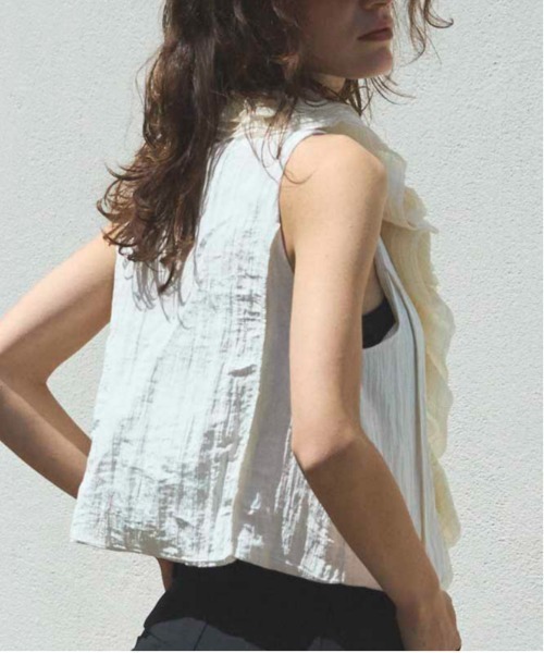 ベスト ジレ Washer Ruffle Tops/ワッシャーフリルトップス「MAISON SPECIAL/メゾンスペシャル」 レディース MAISON SPECIAL ベスト ジレ Washer Ruffle Tops/ワッシャー