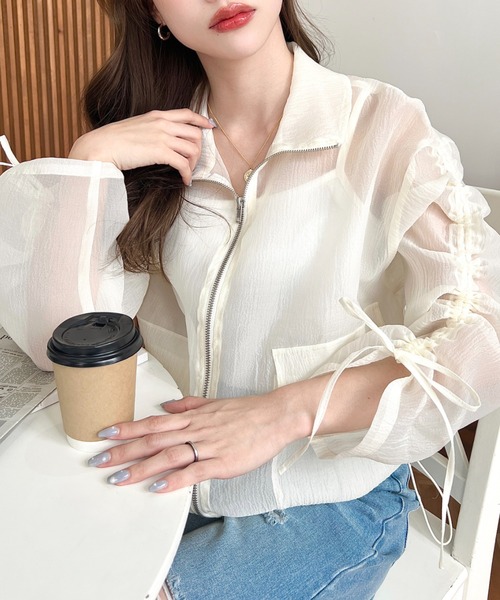 「moment+」 ジップアップブルゾン M グレー レディース