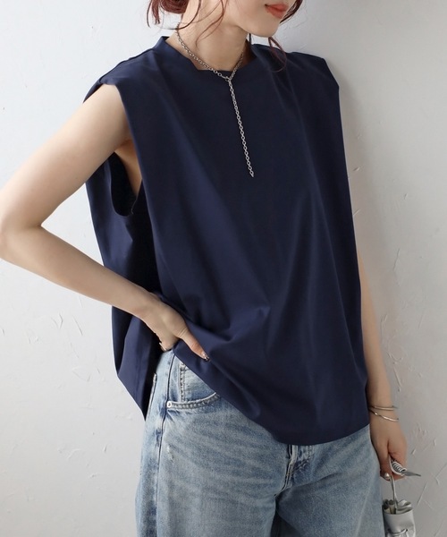 トップス noa ＆HALF 「＆HALF」 「noa-ge」ノースリーブトップス M ネイビー