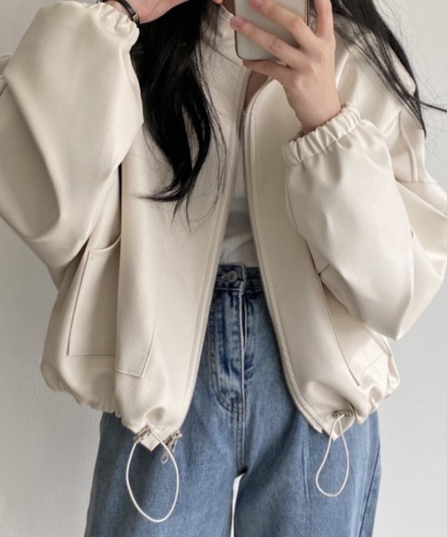 「おしゃれスタ」 ジップアップブルゾン M アイボリー レディース_画像4