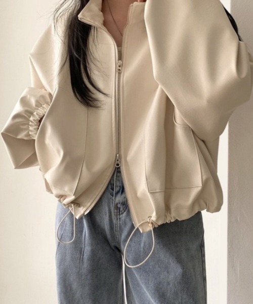 「おしゃれスタ」 ジップアップブルゾン M アイボリー レディース_画像5