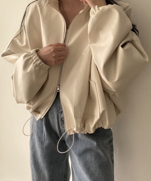 「おしゃれスタ」 ジップアップブルゾン M アイボリー レディース_画像6