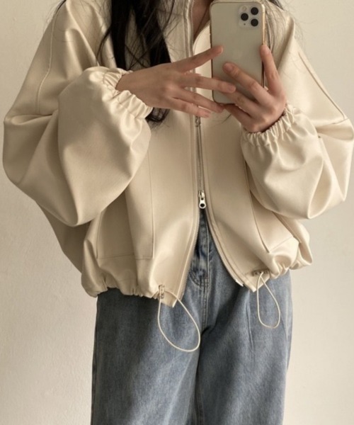 「おしゃれスタ」 ジップアップブルゾン M アイボリー レディース_画像7