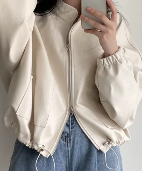 「おしゃれスタ」 ジップアップブルゾン M アイボリー レディース_画像8