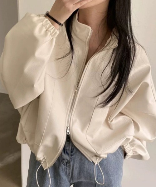 「おしゃれスタ」 ジップアップブルゾン M アイボリー レディース_画像9