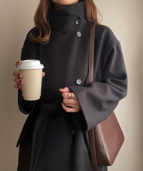 「FILLOU」 ステンカラーコート MEDIUM ブラック レディース_画像2