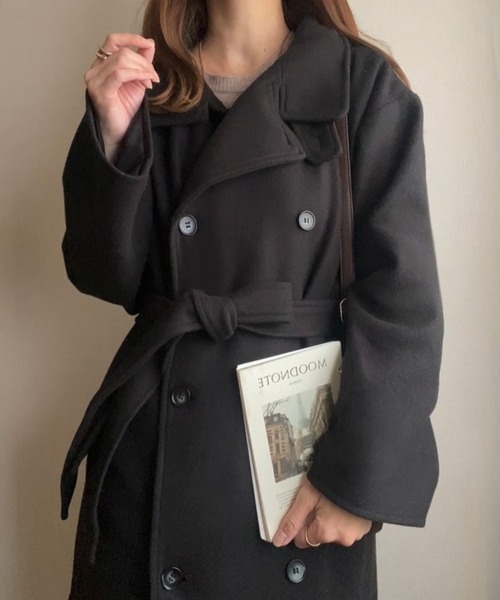 「FILLOU」 ステンカラーコート MEDIUM ブラック レディース_画像4