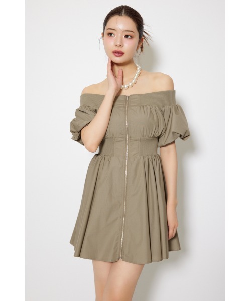 rienda（リエンダ） ワンピース MA-1オフショルミニフレアワンピース