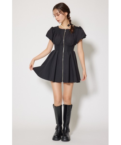 rienda（リエンダ） ワンピース MA-1オフショルミニフレアワンピース