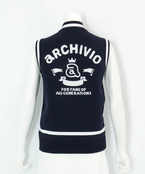 archivio レディースニットベスト サイズ38 archivio（アルチビオ） ベスト ジレ 「LADIES」ジップアップ