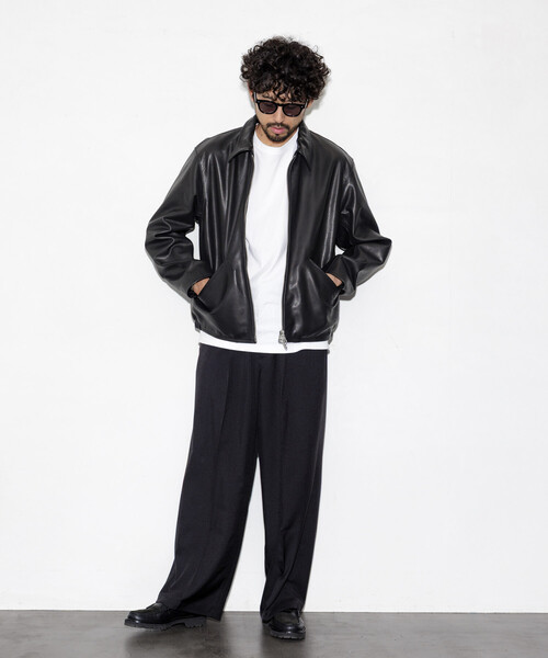 FREAK'S STORE 黒 シングルライダースジャケット L FREAK'S STORE/Calf Leather ミニマル シングル ライダース