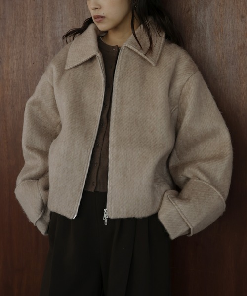 hellam（ヘラム） ブルゾン アウター シャギーショートジップブルゾン