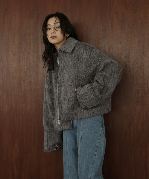 hellam（ヘラム） ブルゾン アウター シャギーショートジップブルゾン