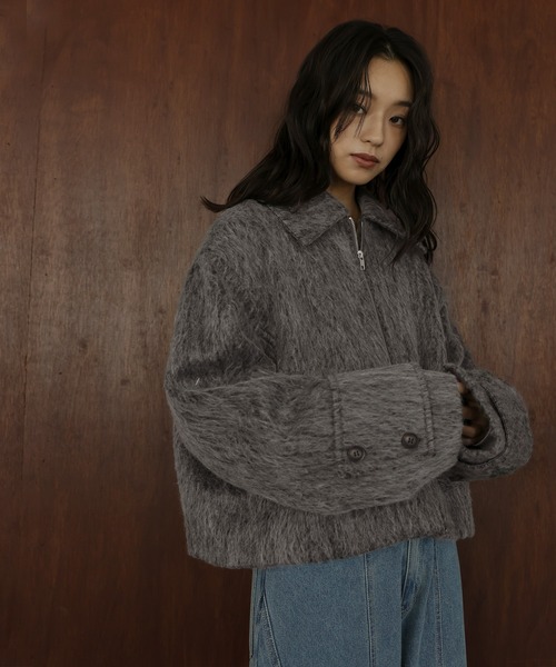 hellam（ヘラム） ブルゾン アウター シャギーショートジップブルゾン