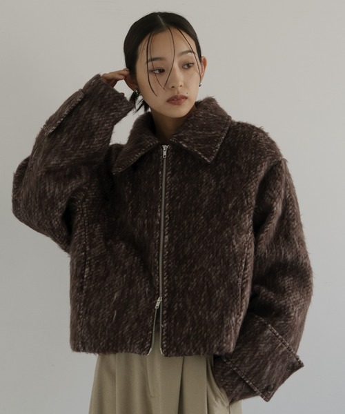 hellam（ヘラム） ブルゾン アウター シャギーショートジップブルゾン