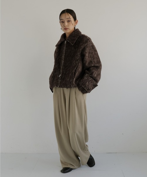 hellam（ヘラム） ブルゾン アウター シャギーショートジップブルゾン 