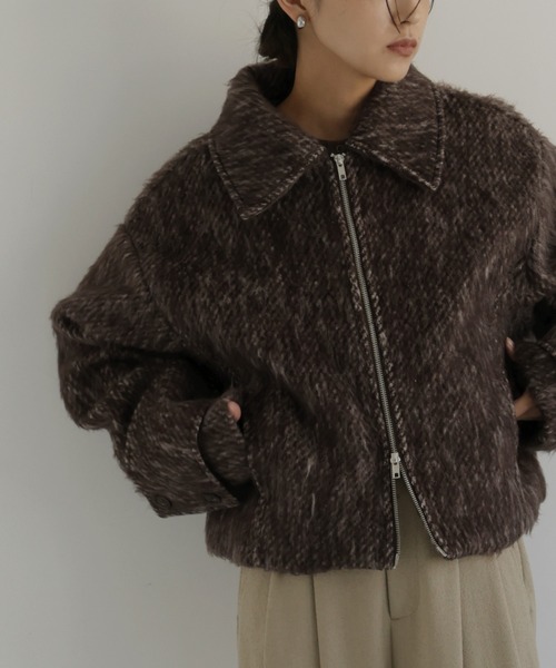 hellam（ヘラム） ブルゾン アウター シャギーショートジップブルゾン