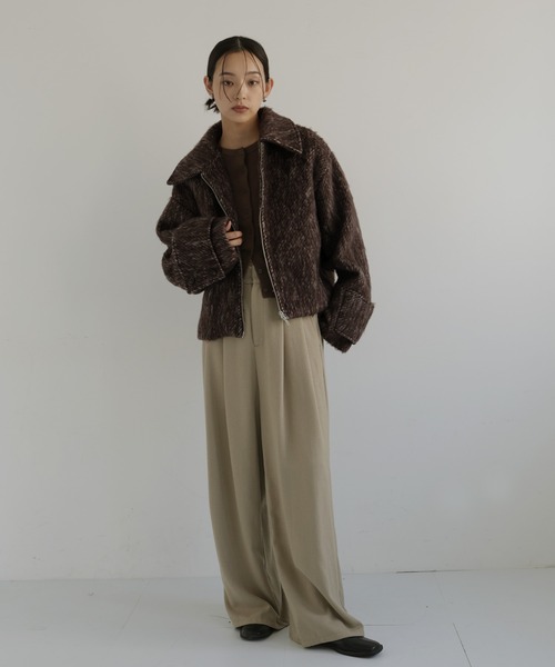 hellam（ヘラム） ブルゾン アウター シャギーショートジップブルゾン