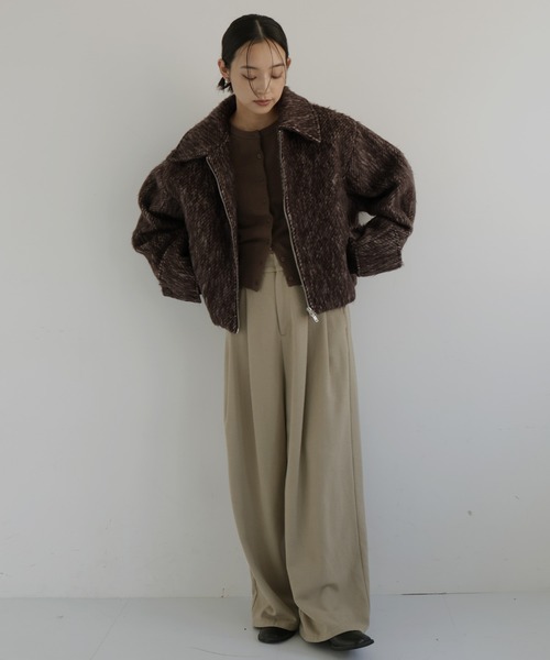 hellam（ヘラム） ブルゾン アウター シャギーショートジップブルゾン