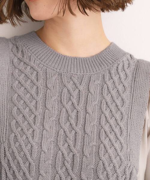 grove（グローブ） ワンピース 一枚で華やぐ、袖布帛ケーブルニット