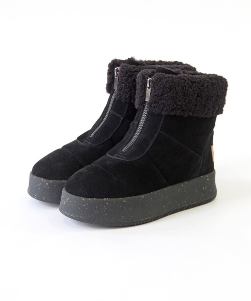 Minnetonka ミネトンカ 厚底フロントジップボアブーツ ボア ファー 厚底 フラット スエード 本革 25M04 Minnetonka（ミネトンカ） ブーツ 25M04 厚底フロントジップボアブーツ