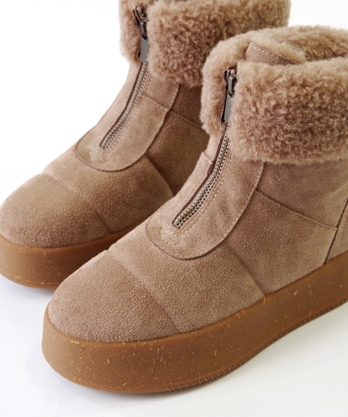 Minnetonka（ミネトンカ） ブーツ 25M04 厚底フロントジップボアブーツ