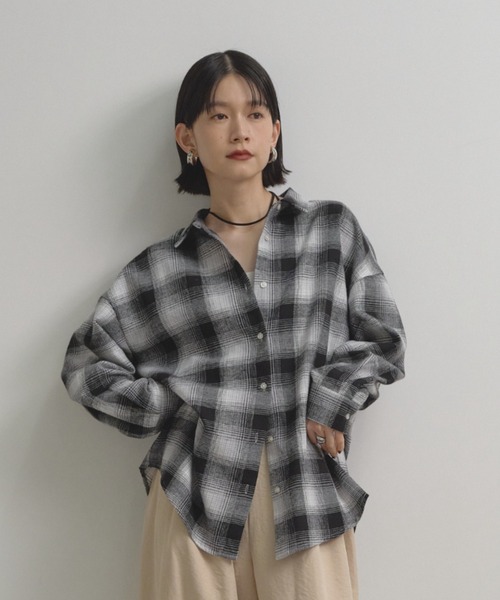 極美品✨ フランクアンドアイリーン 希少 JOEDY チェックシャツ ゆったり ふんわり起毛×フード付き》レディース チェックシャツ ゆるシルエット