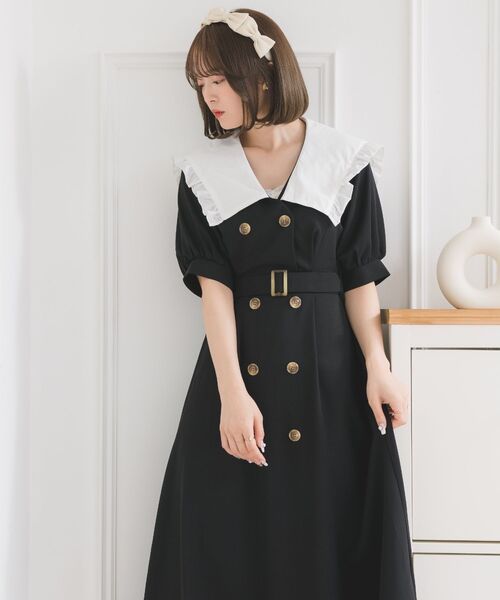 「ems excite」 半袖ワンピース FREE ブラック レディース_画像3